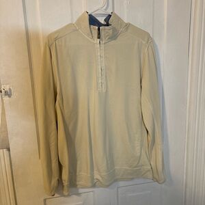Tommy Bahama Cream Zip Up Sweater with Stand-Up Collar